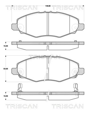 Комплект гальмівних накладок, дискове гальмо, Triscan 811013067