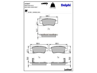DELPHI LP2047 Brake Pad Set, disc brake