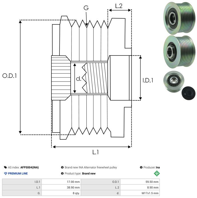 AS-PL AFP5004(INA) Alternator Freewheel Clutch