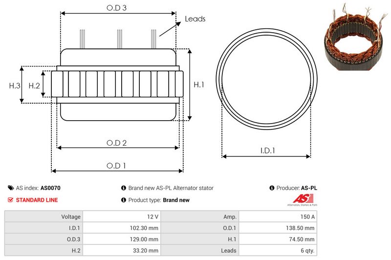 Staator, generaator, AS-PL AS0070