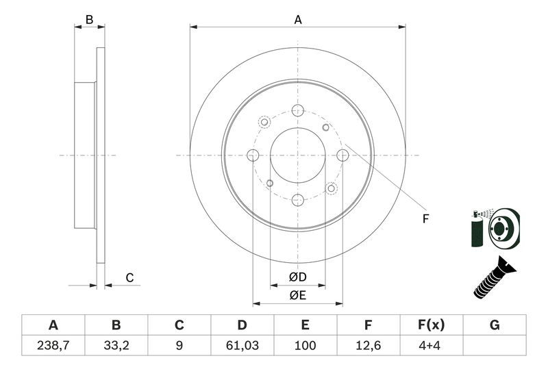 BOSCH Remschijf 0 986 479 F34