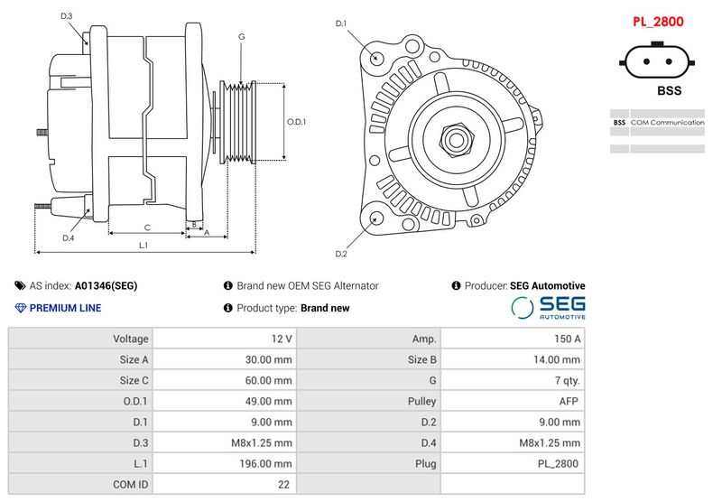 Brand new OEM SEG Alternator