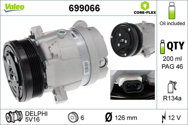 VALEO Compressor, airconditioning 699066