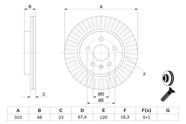 BOSCH OPEL диск гальмівний задній 315*22,9 Insignia 08-.