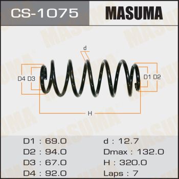 Ресора ходової частини, задня вісь, вита пружина, Toyota Auris, Corolla (06-13) (CS-1075) MASUMA, Masuma CS1075