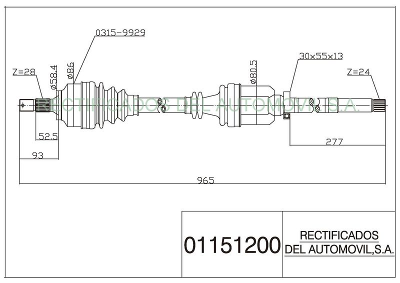 AUTOREC Rectificados 01151200 - Drive Shaft