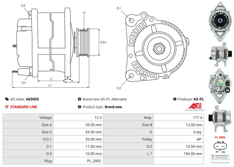 AS-PL A6505S Alternator