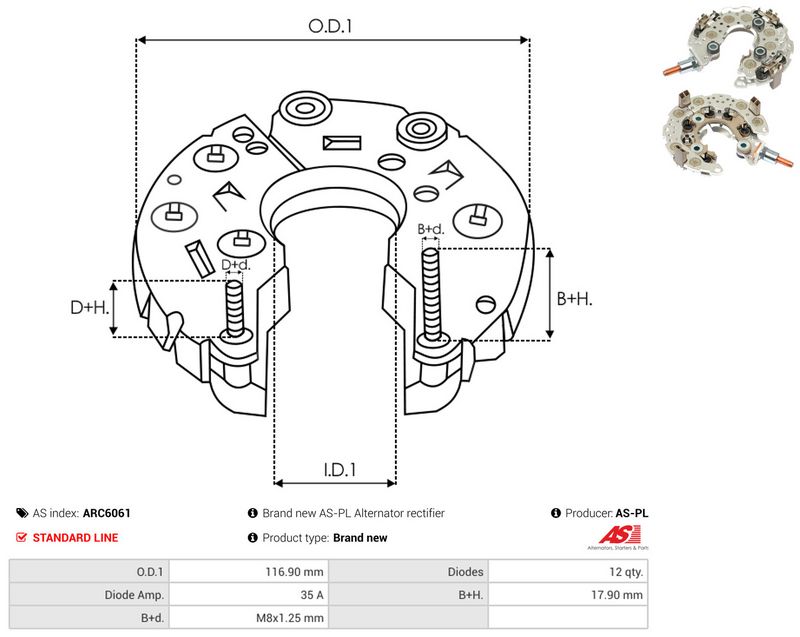 AS-PL ARC6061 Rectifier, alternator
