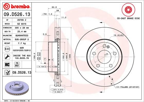 BREMBO féktárcsa 09.D526.13