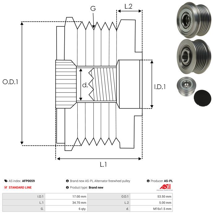 AS-PL AFP0059 Alternator Freewheel Clutch