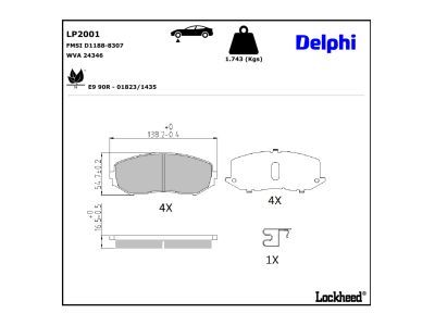 DELPHI LP2001 Brake Pad Set, disc brake