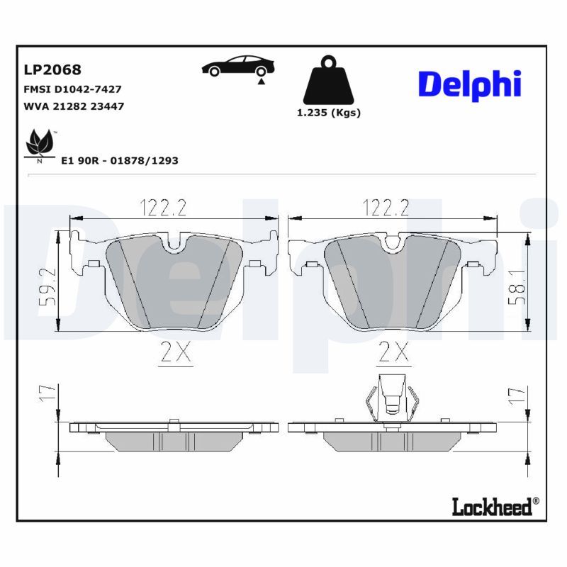 Piduriklotsi komplekt, ketaspidur, DELPHI LP2068