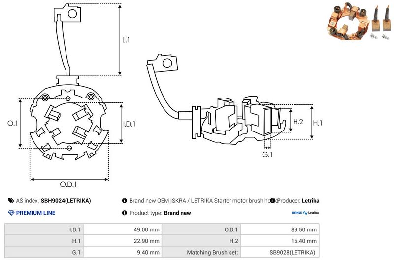 Kinnitus, süsinikuharjad, AS-PL SBH9024(LETRIKA)
