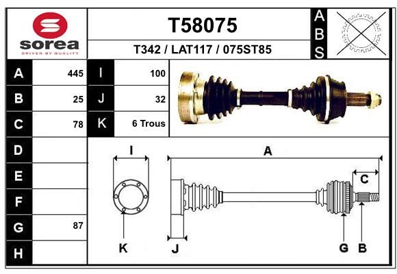 EAI hajtótengely T58075