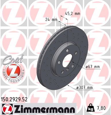 Гальмівний диск, Zimmermann 150.2929.52