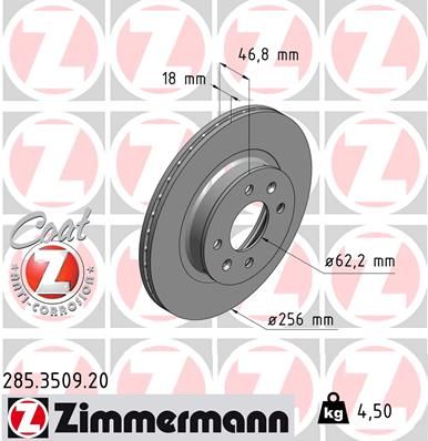 Гальмівний диск, Zimmermann 285.3509.20