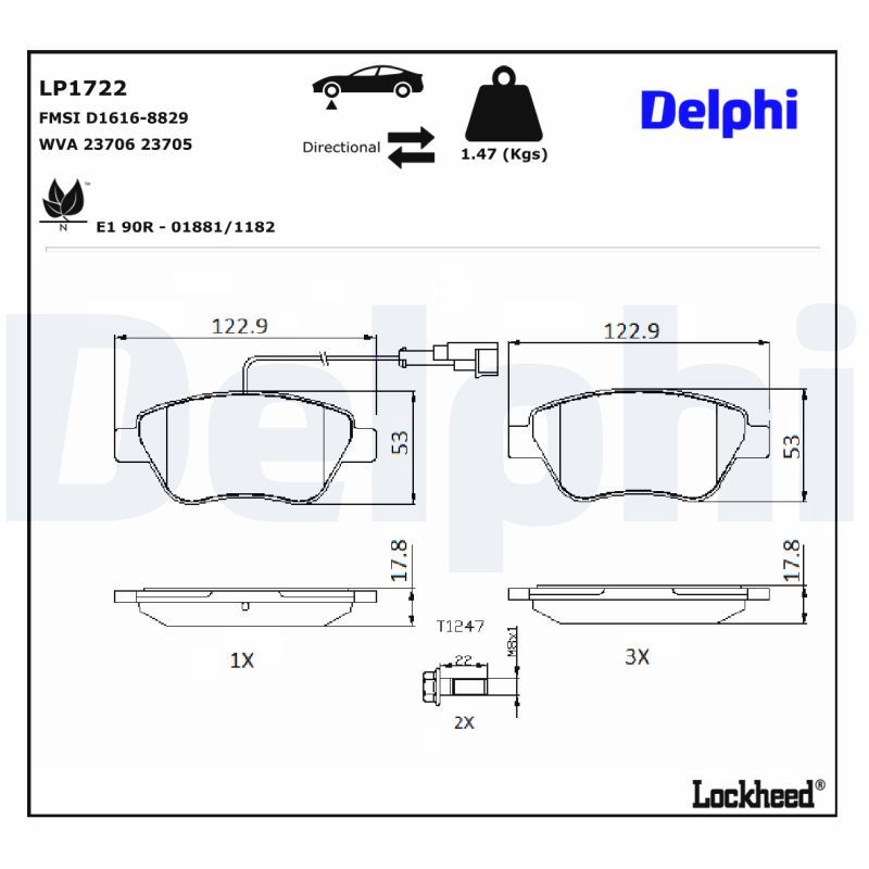 DELPHI LP1722 Brake Pad Set, disc brake