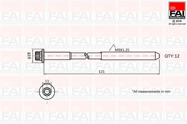 Комплект гвинтів голівки циліндра, Fai Autoparts B1630