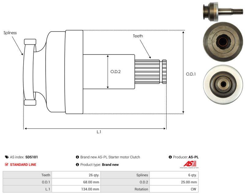 AS-PL SD5101 Pinion, starter