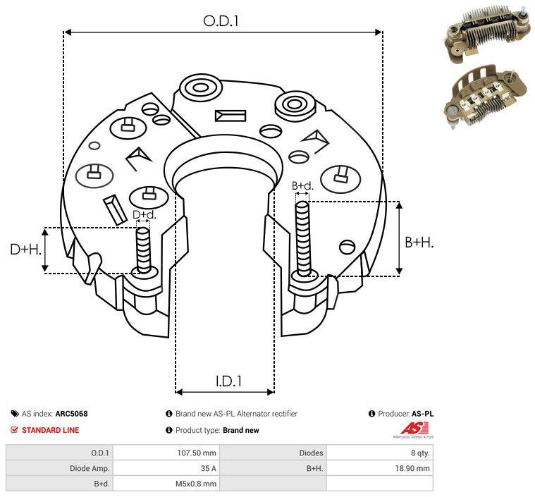 AS-PL ARC5068 Rectifier, alternator