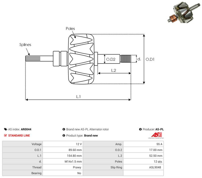 AS-PL AR0044 Rotor, alternator