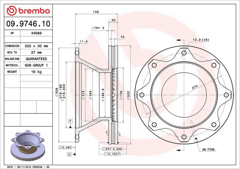 Disc frana 09.9746.10 BREMBO