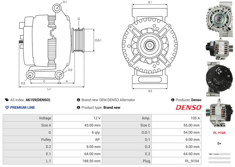 AS-PL A6159(DENSO) Alternator