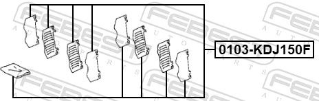 Комплект приладдя, накладка дискового гальма, Febest 0103-KDJ150F