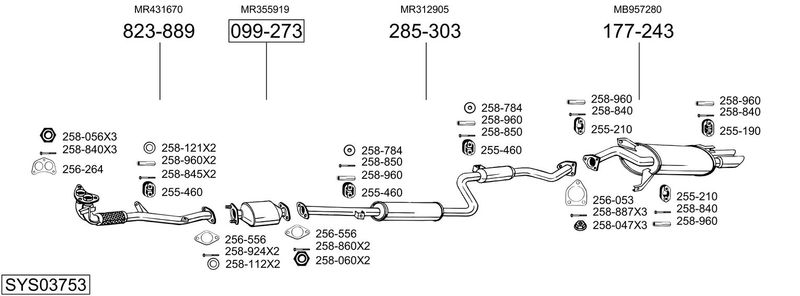 BOSAL kipufogórendszer SYS03753