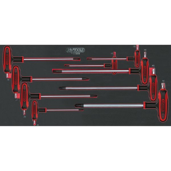 SCS T-handtag Torx stiftnyckelsats, 9 delar i 1/3 systeminlägg