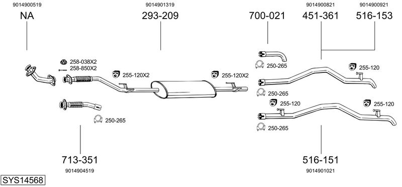 BOSAL kipufogórendszer SYS14568