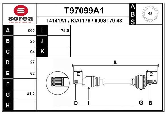 EAI hajtótengely T97099A1