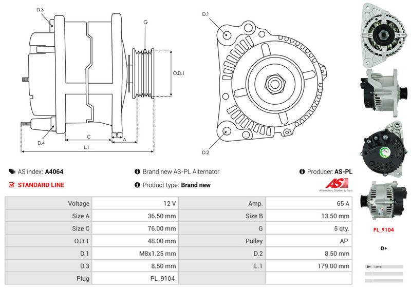 AS-PL A4064 Alternator