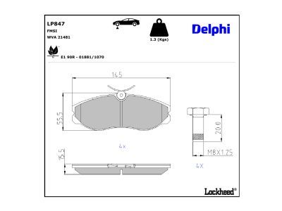 DELPHI LP847 Brake Pad Set, disc brake