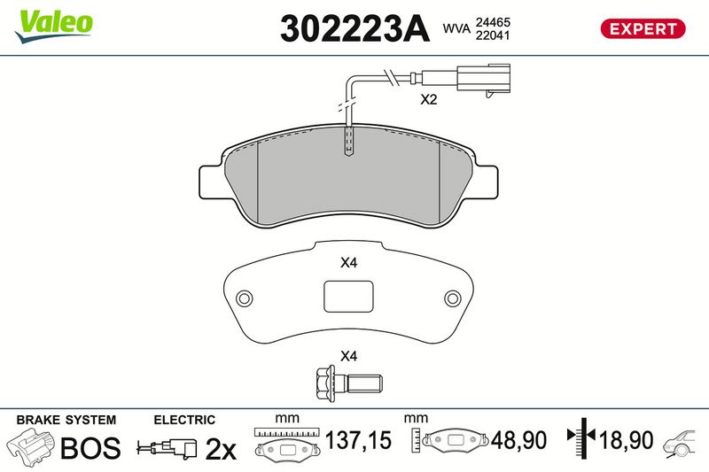 Sada brzdových destiček, kotoučová brzda 302223A