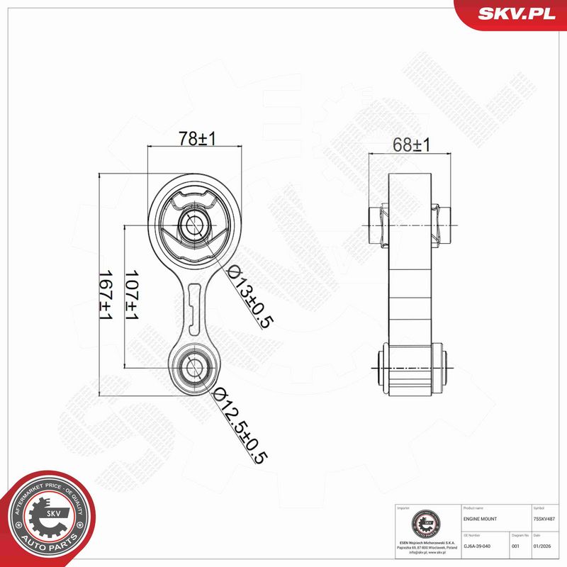 ESEN SKV 75SKV487 Mounting, engine