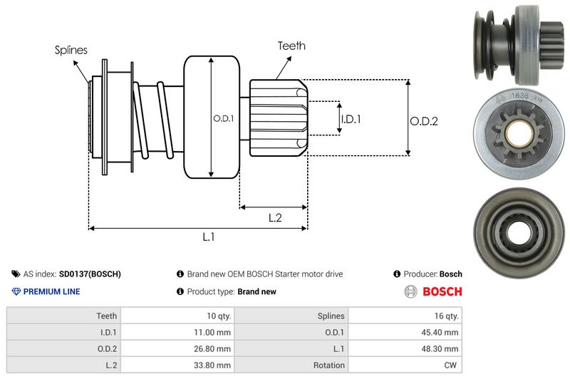 AS-PL SD0137(BOSCH) Freewheel Gear, starter