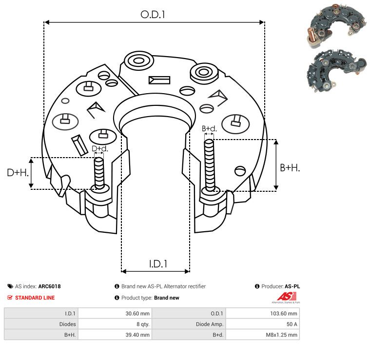 AS-PL ARC6018 Rectifier, alternator