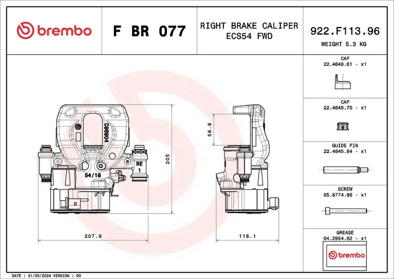 BREMBO FBR077 Brake Caliper
