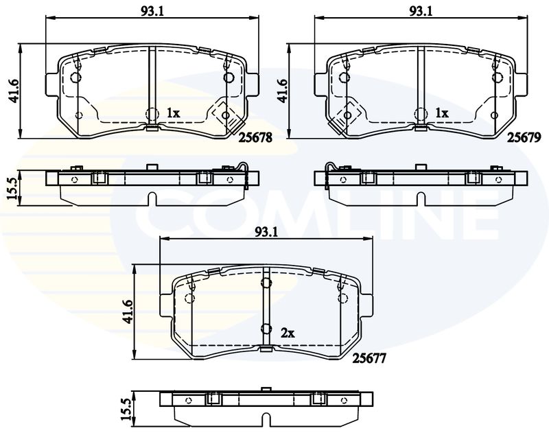 Комплект гальмівних накладок, дискове гальмо, Comline CBP32276