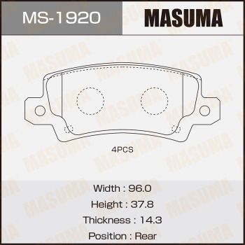 Комплект гальмівних колодок, Masuma MS-1920