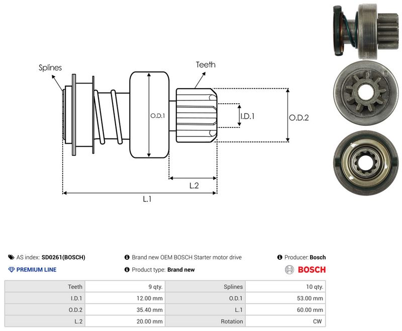 AS-PL SD0261(BOSCH) Freewheel Gear, starter