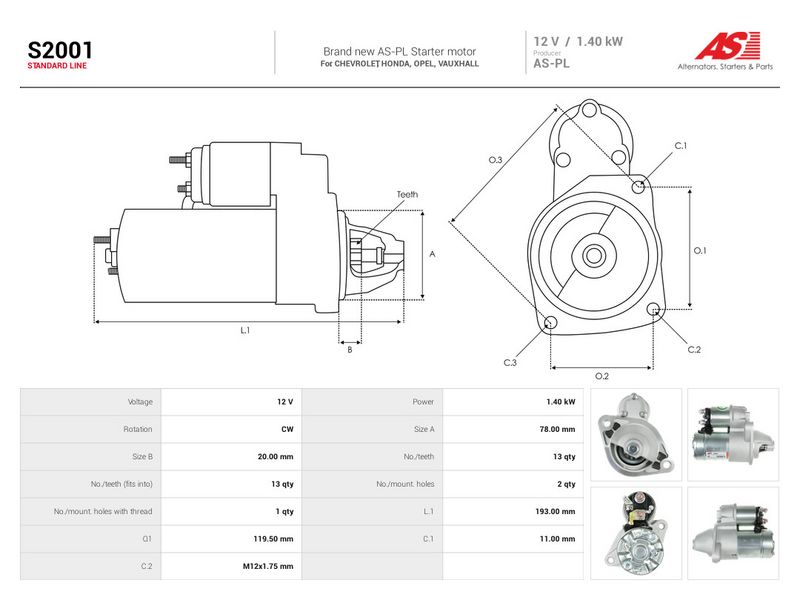 Starter, AS-PL S2001