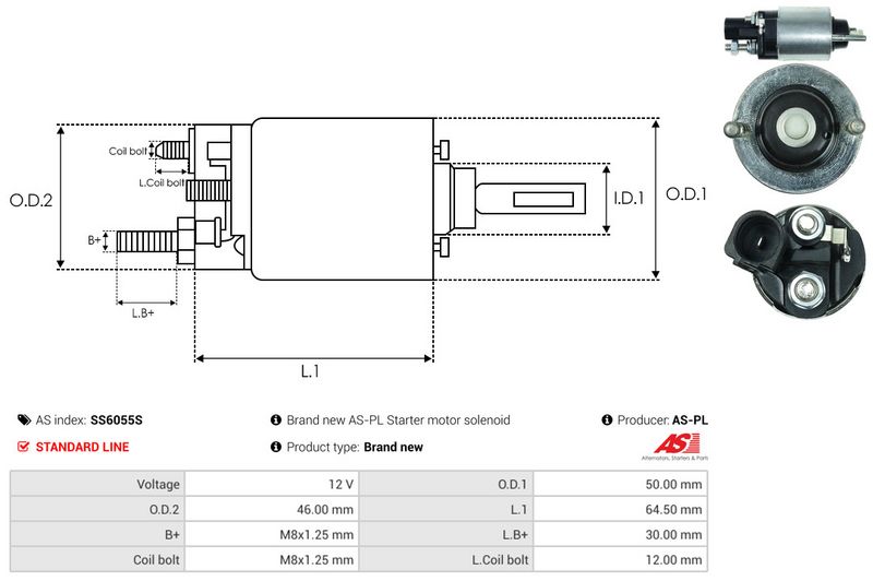 AS-PL SS6055S Solenoid Switch, starter
