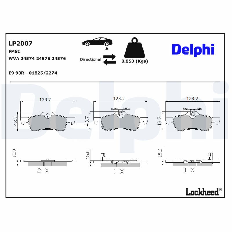 Piduriklotsi komplekt, ketaspidur, DELPHI LP2007