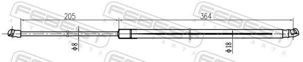FEBEST 18117-006 Gas Spring, boot/cargo area
