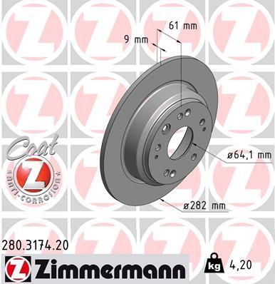 Гальмівний диск, Zimmermann 280.3174.20