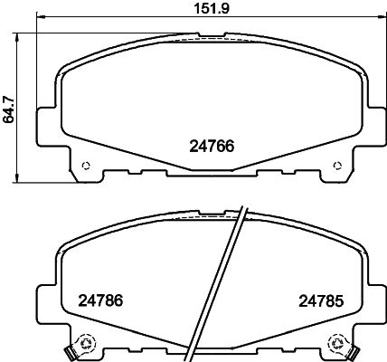 Комплект гальмівних накладок, дискове гальмо, Hella 8DB355013-881