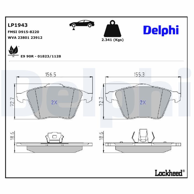 BREMSBELAGSATZ SCHEIBENBREMSE DELPHI LP1943