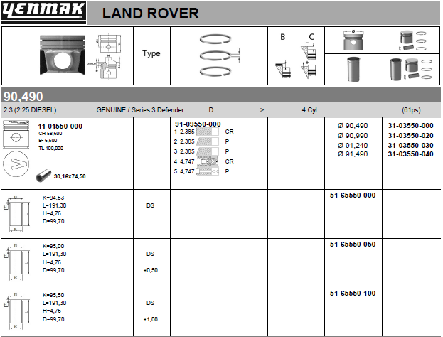 YENMAK Piston 31-03550-000